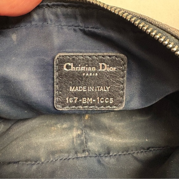 VTG CHRISTIAN DIOR Flight Zipper Small Denim Pouch Snap Pocket Blue Orange - Picture 10 of 16